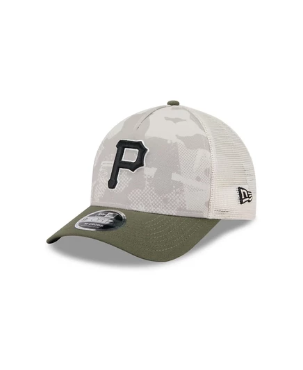 Мужская светло-бежевая/оливковая шляпа Pittsburgh Pirates 2025 года выпуска, День Вооруженных сил, Новая эра, 9 СОРОКА лет, с регулируемой А-образной оправой и М-образной короной.