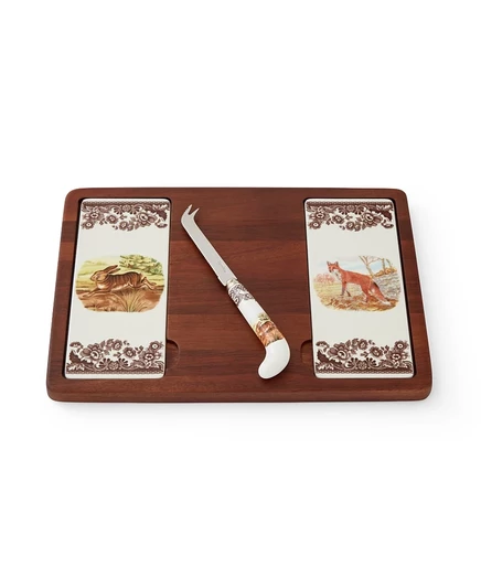 Доска для сыра Spode Woodland с ножом, 2 шт., коричневая
