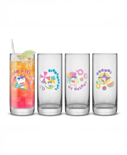 Набор стаканов JoyJolt Hello Kitty Friends, 4 шт., разноцветные