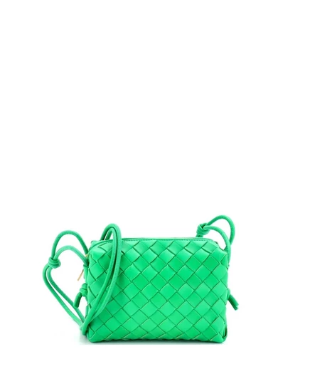 Женская сумка Bottega Veneta Mini Loop Intrecciato, зеленая