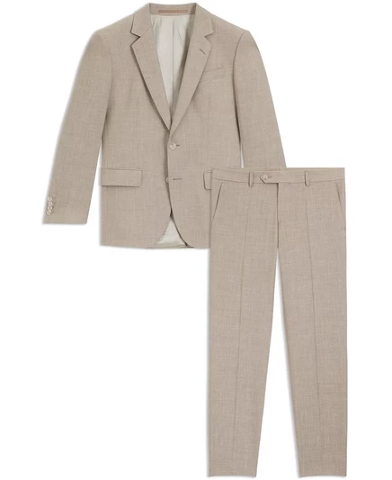 Мужской приталенный костюм-двойка от Hugo Boss BECKHAM x BOSS open beige