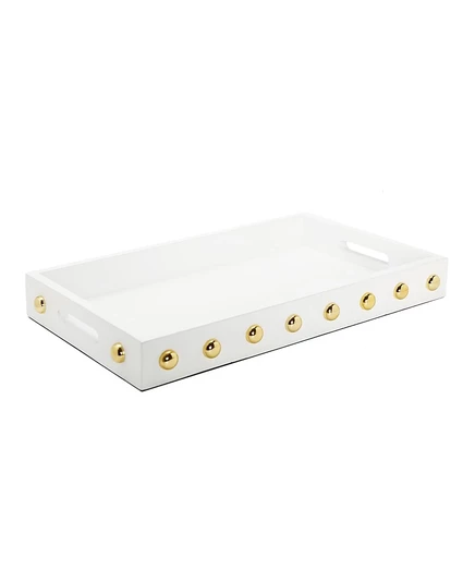 Сервировочный поднос Classic Touch с шариками, 41×25 см, белый