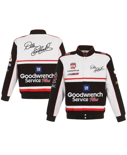 Мужская бело-черная куртка из саржи Dale Earnhardt Goodwrench white, black