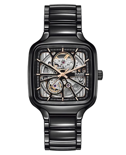 Унисекс часы Rado True Square Open Heart 38×38 мм, черные