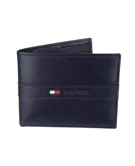 Мужской кожаный RFID-кейс Tommy Hilfiger премиум-класса синего цвета