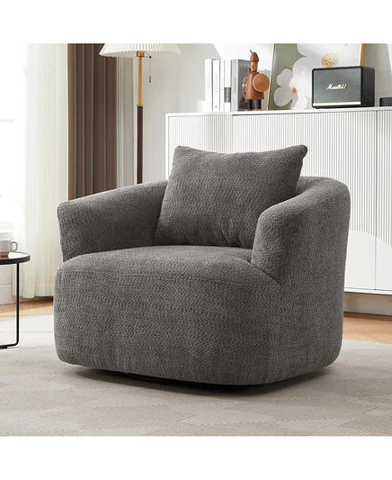 Streamdale Furniture 360° Вращающееся акцентное кресло-диван с декоративной подушкой, светло-серый