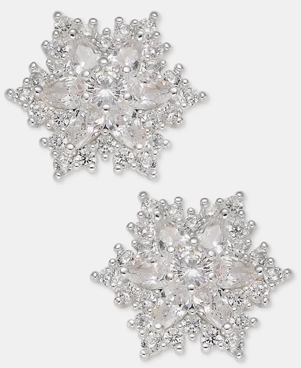 Серьги Anne Klein «Снежинка» с фианитами, прозрачные