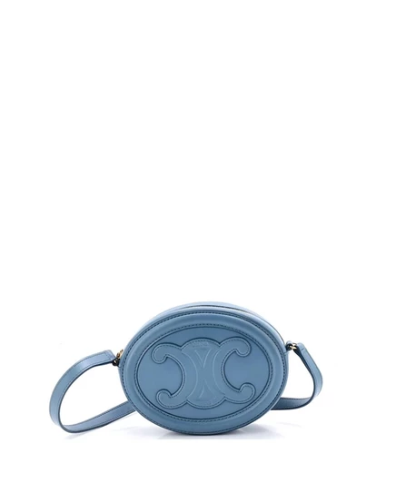 Женская сумка Celine Mini Triomphe Oval кожа, синяя