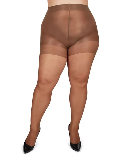 Соблазнительные шелковистые прозрачные колготки MeMoi Plus Size с контролируемым верхом MM-2210	 utopia