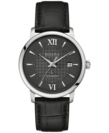 Унисекс часы Bulova Hudson автомат 39 мм, черный кожаный ремешок