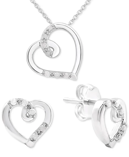 Ювелирный набор Macy's «Сердце», 1/6 карат, серебро
