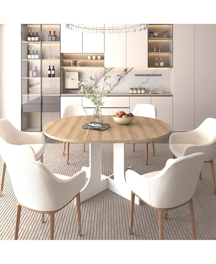 Обеденный стол Streamdale Furniture 59" с мягкой обивкой для фермерского дома, белый