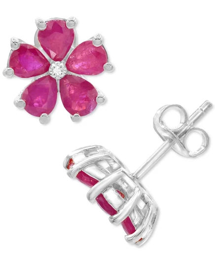 Серьги-пусеты Macy's с рубином и бриллиантами, рубиновые