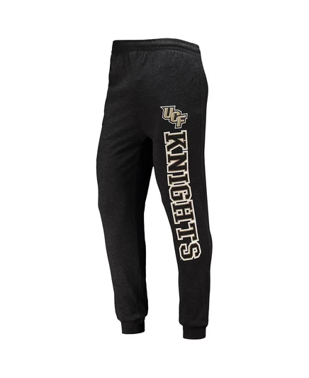 Мужская футболка Concepts Sport Black, Heather Charcoal UCF Knights с капюшоном и длинными рукавами и пижамный комплект для бега трусцой black, heather charcoal