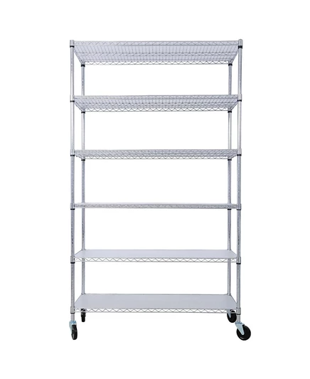 Стеллаж Streamdale Furniture 6-ярусный NSF из металлической проволоки весом 6000 фунтов с колесиками и вкладышами из хрома