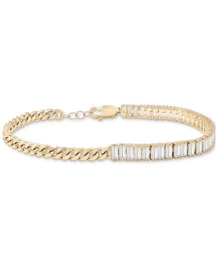 Браслет Macy's, 14k позолота, белые сапфиры (лаб.)