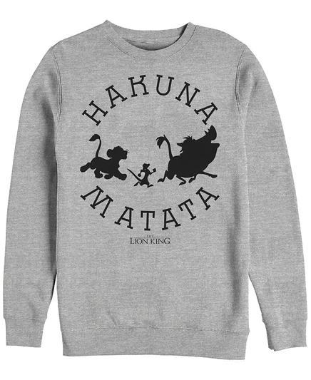 Мужская куртка Disney Lion King Hakuna Matata Pride Camp, серый флис с круглым вырезом