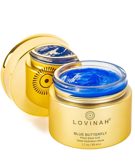 Интенсивная увлажняющая маска со стволовыми клетками Lovinah Skincare Blue Butterfly, 1,7 унции синего цвета