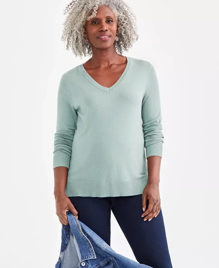 Женский свитер с V-образным вырезом Style & Co, созданный для Macys veiled rose