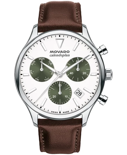 Мужские часы Movado Calendoplan, 43 мм, коричневые