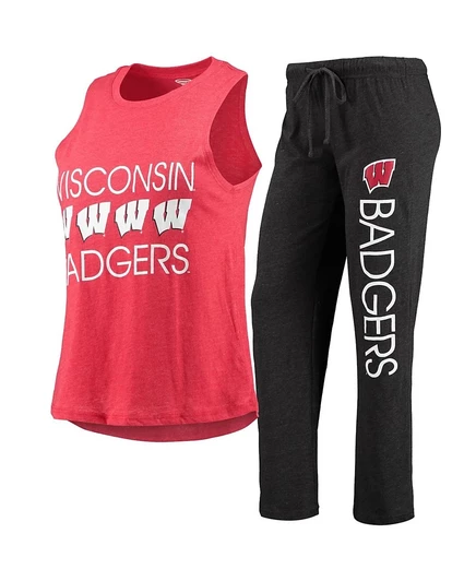 Женский комплект для сна Concepts Sport майка и штаны Wisconsin Badgers черно-красный