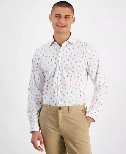  Мужская приталенная рубашка с цветочным принтом Loni Bouquet, созданная для Macy's bright white