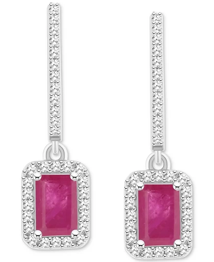 Женские серьги-подвески Macy's из серебра, рубиновые
