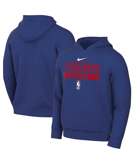 Мужская толстовка-пуловер Nike Royal Philadelphia 76ers 2022/23 для тренировок в центре внимания на корте с капюшоном blue