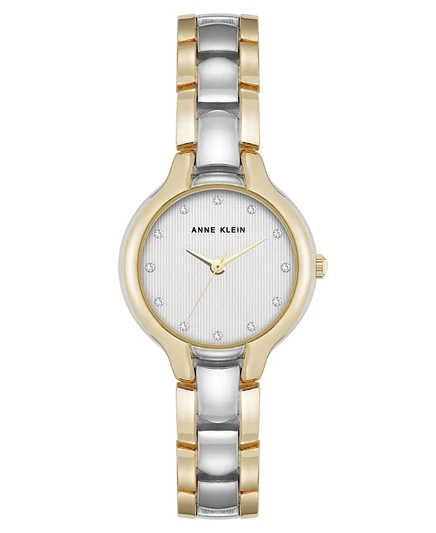 Женские кварцевые часы Anne Klein с двухцветным металлическим сплавом и украшенным кристаллами циферблатом, 28 мм