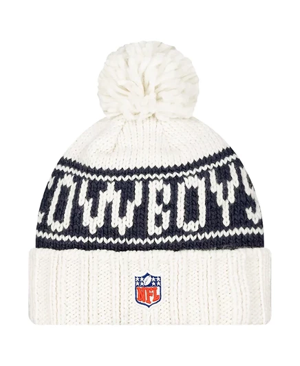 Женская шапка New Era Dallas Cowboys с помпоном, белая