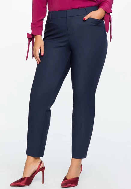 Брюки ELOQUII ELOQUII Plus размера Kady Fit из двойного переплетения classic navy
