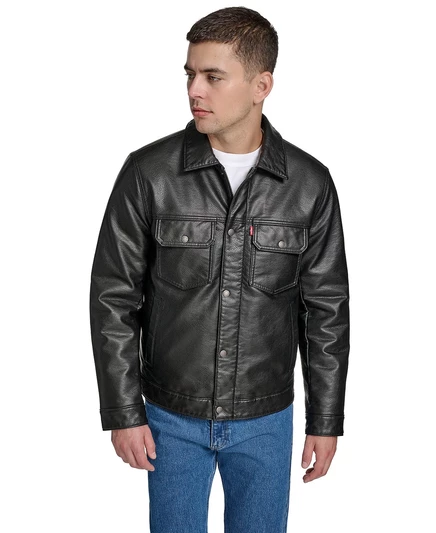 Мужская куртка Levi's Trucker из искусственной кожи, черная