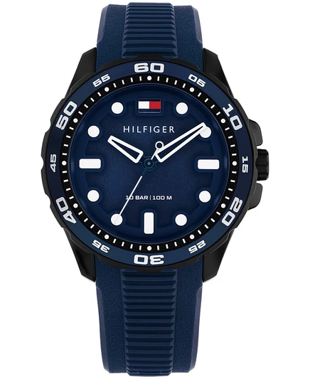 Мужские кварцевые часы Tommy Hilfiger с синим силиконовым ремешком, 40 мм синего цвета