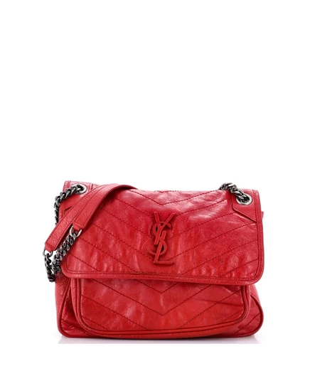 Женская сумка Saint Laurent Niki на цепочке, кожаная, красная