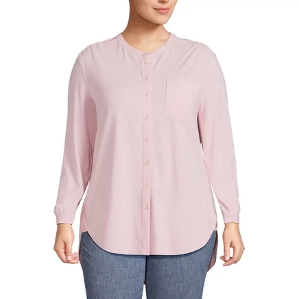  Туника А-силуэта из джерси с длинным рукавом большого размера soft tea rose