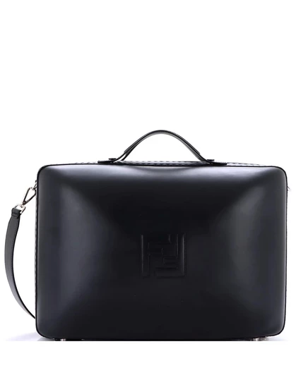 Женская дорожная сумка Fendi большая кожаная, черная