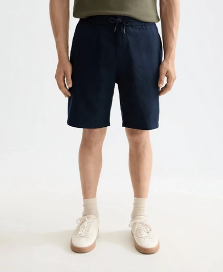 Мужские льняные шорты Scotch & Soda с кулиской, синие