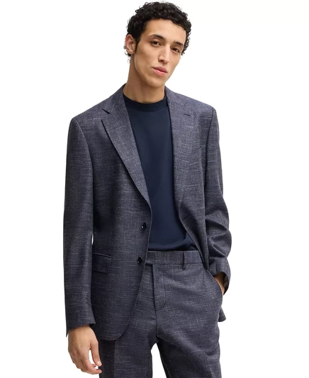 Приталенный пиджак от мужского костюма из смеси шерсти с текстурой Hugo Boss BOSS by Mens dark blue