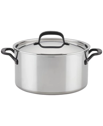 Кастрюля KitchenAid 5-слойная стальная 7,6 л, серебристая