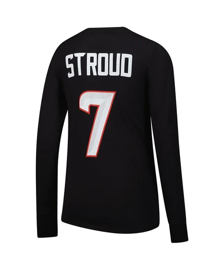 Футболка с длинным рукавом Majestic Women's C.J. Stroud Navy Houston Texans с именем и номером игрока navy