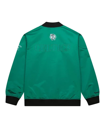 Мужская куртка Mitchell & Ness Kelly Green Boston Celtics Hardwood Classics Team OG 3.0 из легкого атласа с застежкой на пуговицы. kelly green