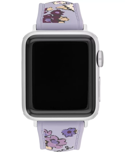Женский фиолетовый силиконовый ремешок COACH с цветочным рисунком для Apple Watch 38мм, 40мм, 41мм purple