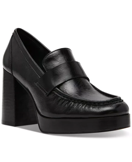  Женские мокасины-лодочки Munday на платформе и высоком каблуке black patent