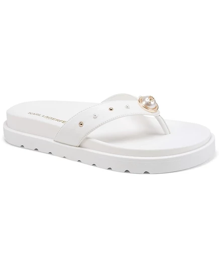 Женские шлепанцы Hayze Pearl Flip Flop от KARL LAGERFELD PARIS белого цвета