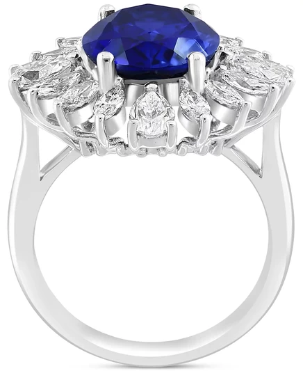 Набор EFFY Starburst Halo, 14k белое золото, лаб. сапфиры
