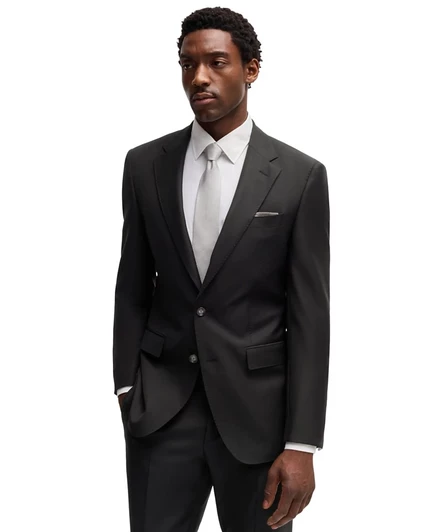 Мужской пиджак Hugo Boss из шерсти, узкого кроя, черный