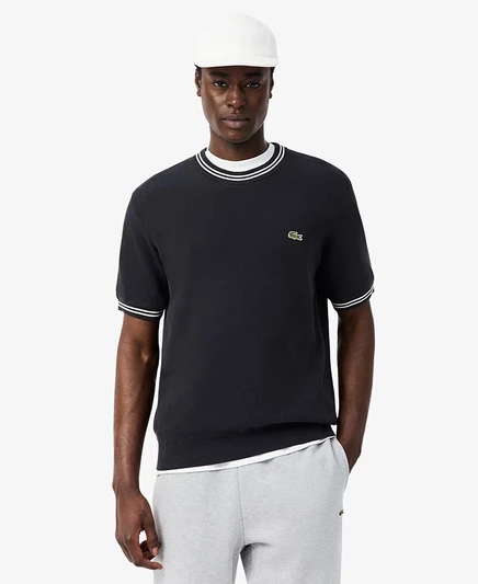 Мужской свитер с круглым вырезом классического кроя от Lacoste, черный
