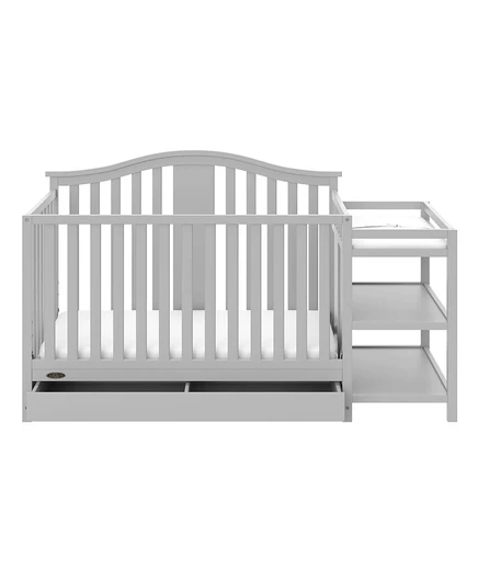 Детская кроватка-трансформер Graco Solano 4 в 1 с выдвижным ящиком серого цвета