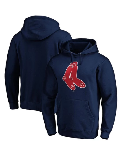 Мужской темно-синий приталенный пуловер с капюшоном Boston Red Sox Cooperstown Collection с логотипом  navy