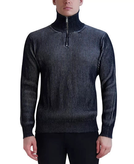 Свитер Karl Lagerfeld Paris  Men's Slim Fit Quarter-Zip Long Sleeve Double Needle Sweater Navy